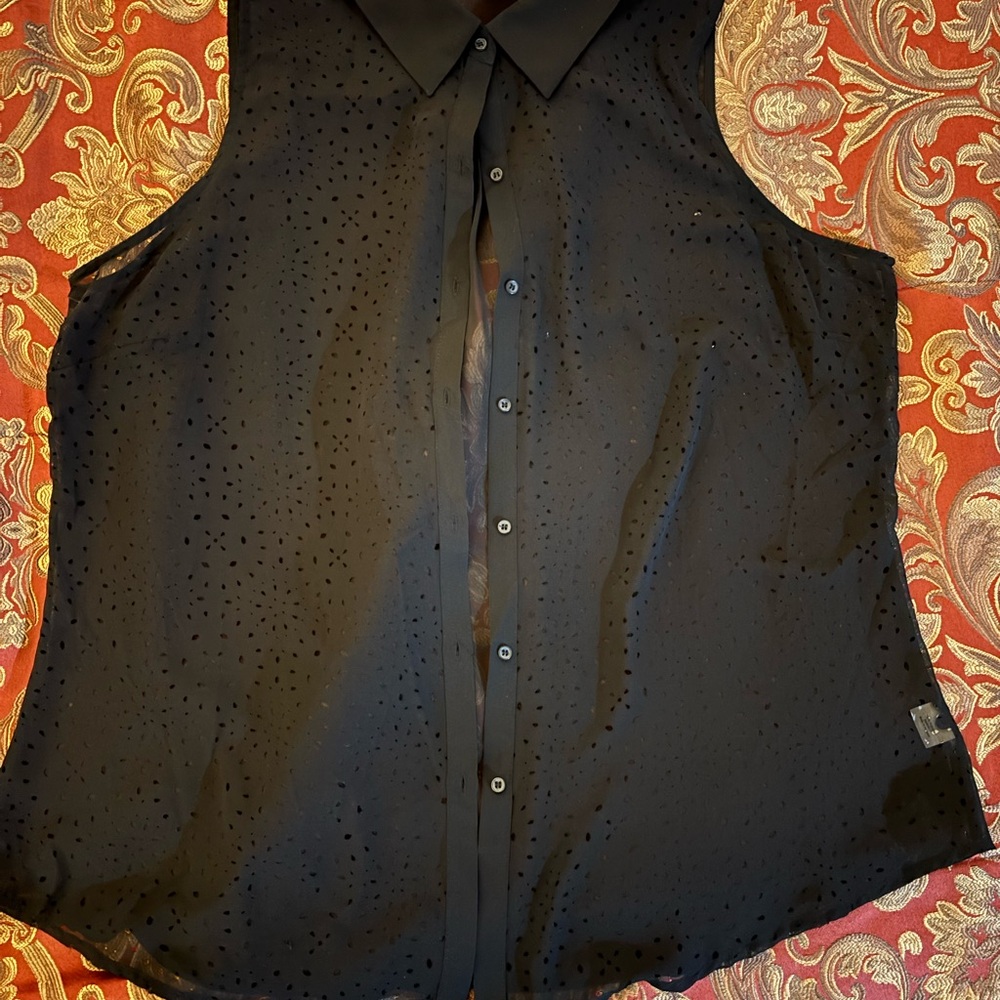 a.n.a Black Sleeveless Button Down Shirt